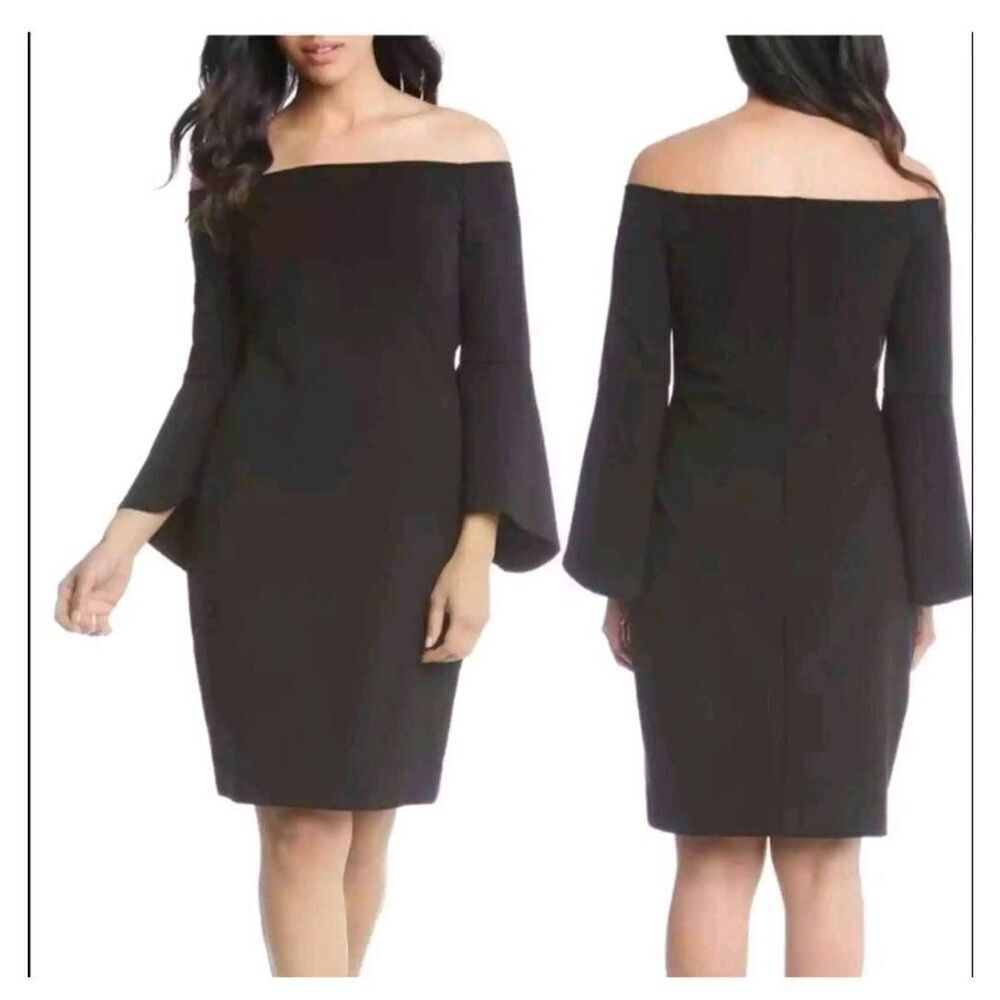 Karen Kane Black Bell Slv. Off the Shoulder Knit Dress, NWT, M